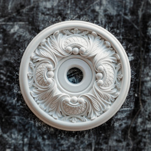 Розетка потолочная из гипса в классическом стиле с узором р-24 Ø300