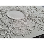 Розетка гипсовая с утонченным рисунком флористики в стиле рококо р-107  h1440х1030