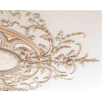 Розетка гипсовая с утонченным рисунком флористики в стиле рококо р-107  h1440х1030