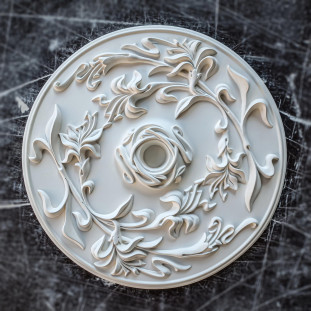 Розетка гіпсова в стилі модерн із флористикою р-110 Ø400 