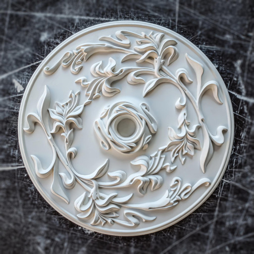 Розетка гіпсова в стилі модерн із флористикою р-110 Ø400 