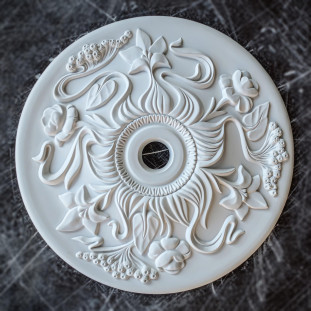 Розетка гипсовая в стиле модерн с флористическим рисунком  р-132 Ø300