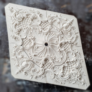 Розетка гіпсова у стилі бароко з насиченим малюнком р-161 - 1925х1410 мм.