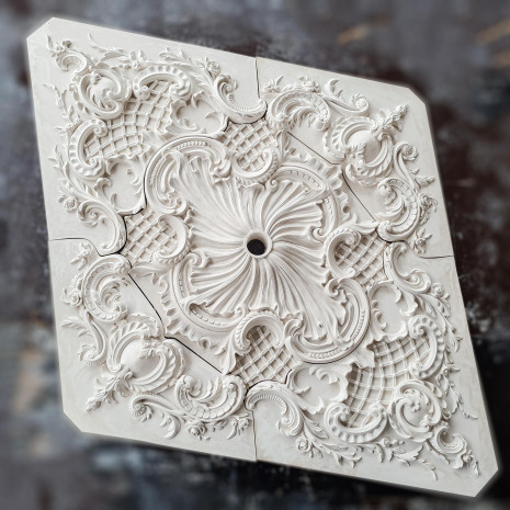 Розетка гіпсова у стилі бароко з насиченим малюнком р-161 - 1925х1410 мм.
