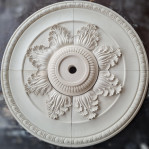 Розетка гіпсова з у класичному стилі листям та іонікою по канту р-169 Ø1460