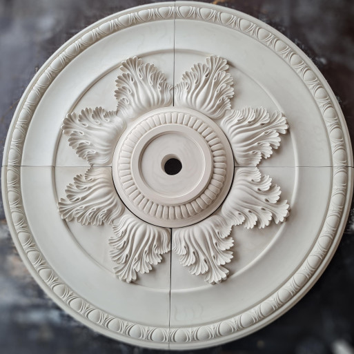 Розетка гіпсова з у класичному стилі листям та іонікою по канту р-169 Ø1460