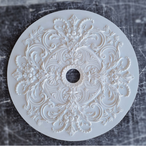 Розетка гіпсова у стилі рококо з витонченим малюнком р-250 Ø880
