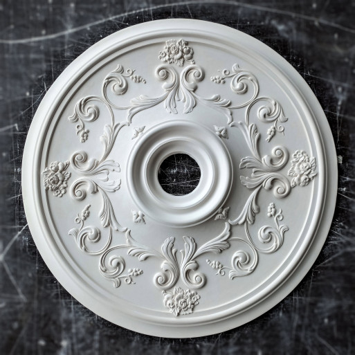 Розетка гіпсова в класичному стилі з витонченими вензелями р-82 Ø720