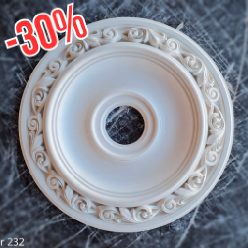 Розетка гіпсова у класичному стилі з візерунком по краю р-232 Ø350