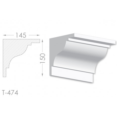 Тяга, молдинг з гіпсу т-474