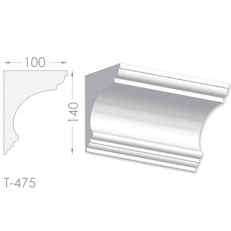 Тяга, молдинг з гіпсу т-475