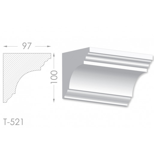 Тяга, молдинг з гіпсу т-521