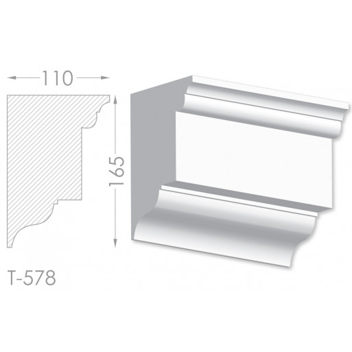Тяга, молдинг з гіпсу т-578