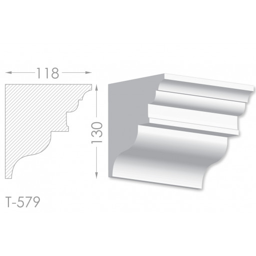 Тяга, молдинг з гіпсу т-579