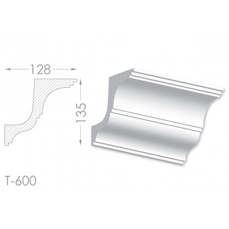 Тяга, молдинг з гіпсу т-600