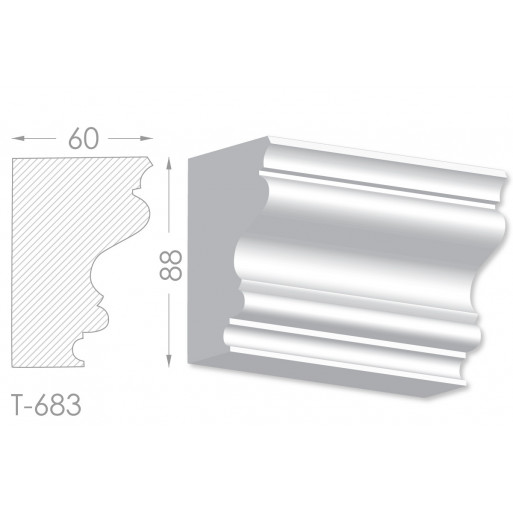 Тяга, молдинг з гіпсу т-683