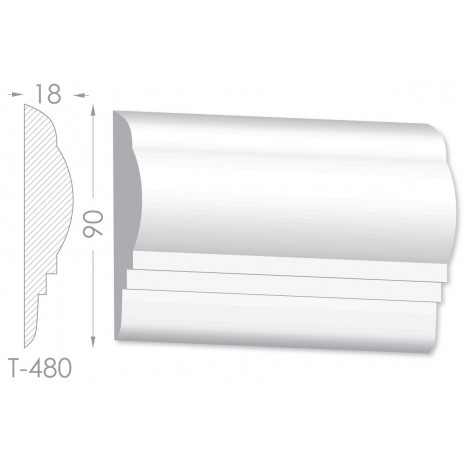 Тяга, молдинг з гіпсу т-480