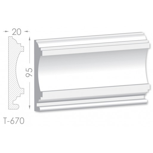Тяга, молдинг з гіпсу т-670