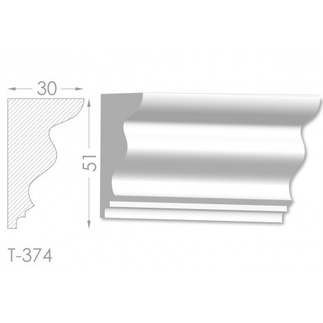 Тяга, молдинг з гіпсу т-374
