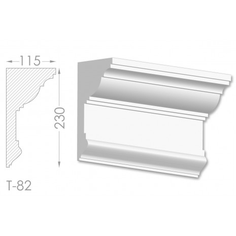 Тяга, молдинг з гіпсу т-82