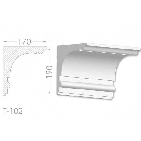 Тяга, молдинг з гіпсу т-102