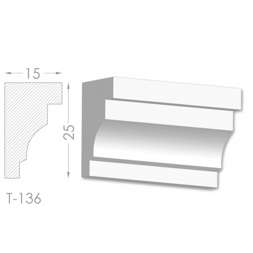 Тяга, молдинг з гіпсу т-136