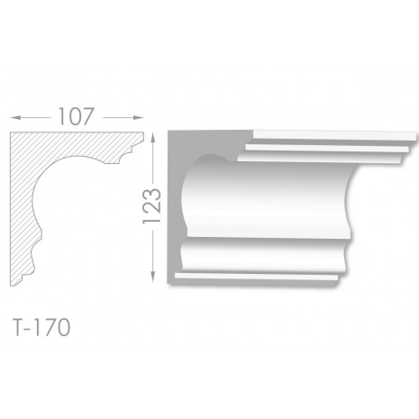 Тяга, молдинг з гіпсу т-170