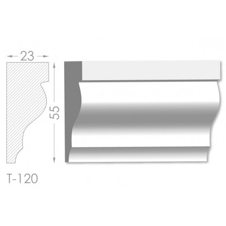 Тяга, молдинг з гіпсу т-120