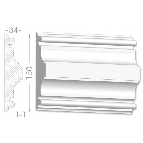 Тяга, молдинг з гіпсу т-1