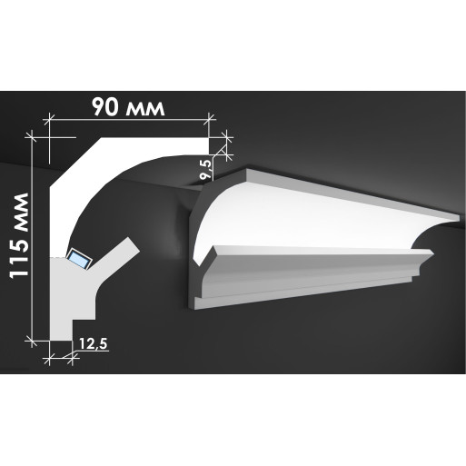 Гіпсовий карниз для прихованого освітлення Тс-1
