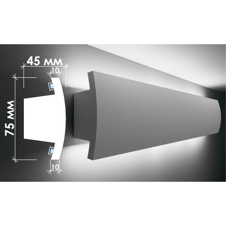 Гіпсовий карниз для прихованого освітлення Тс-22