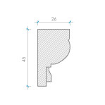 Карниз з гіпсу к-107 h45х26мм