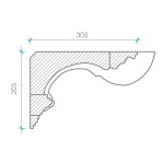 Карниз з гіпсу к-143 h205х305мм