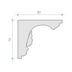 Карниз з гіпсу к-23 h70х80 мм. 