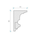 Карниз з гіпсу к-95 h 80*45 мм