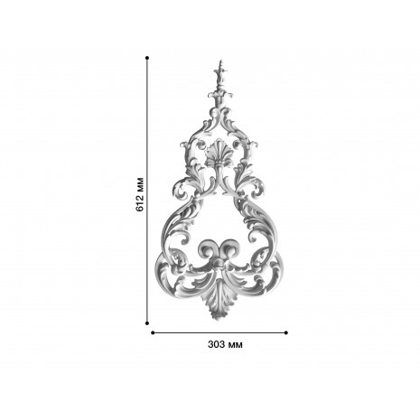 Ліпнина середник з гіпсу с-1004   h612х303 мм